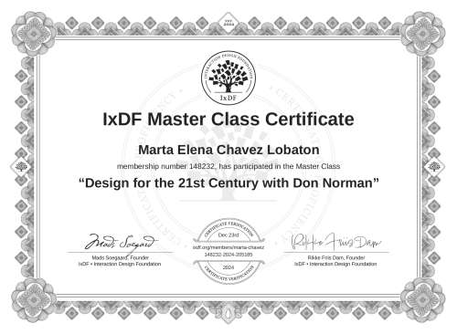 Design for the 21st Century with Don Norman certificate