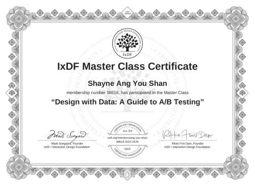 Design with Data: A Guide to A/B Testing certificate
