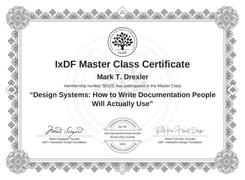 Design Systems: How to Write Documentation People Will Actually Use certificate