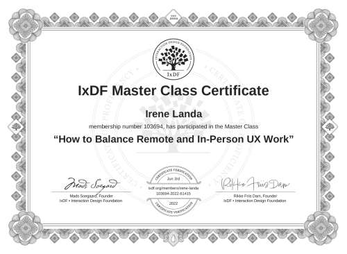 How to Balance Remote and In-Person UX Work certificate