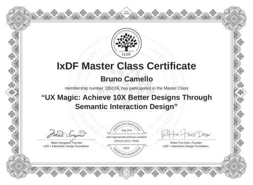UX Magic: Achieve 10X Better Designs Through Semantic Interaction Design certificate