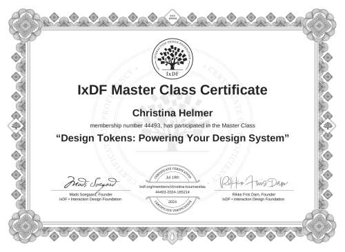 Design Tokens: Powering Your Design System certificate