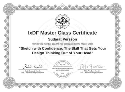 Sketch with Confidence: The Skill That Gets Your Design Thinking Out of Your Head certificate