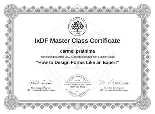 How to Design Forms Like an Expert certificate
