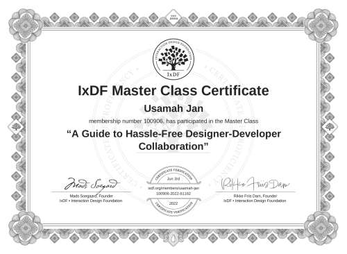A Guide to Hassle-Free Designer-Developer Collaboration certificate