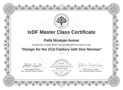Design for the 21st Century with Don Norman certificate
