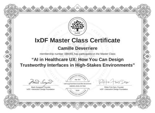 AI in Healthcare UX: How You Can Design Trustworthy Interfaces in High-Stakes Environments certificate