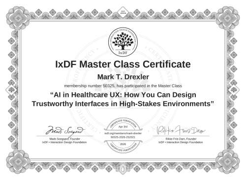 AI in Healthcare UX: How You Can Design Trustworthy Interfaces in High-Stakes Environments certificate