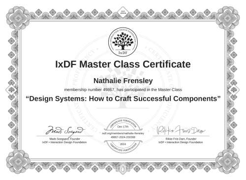 Design Systems: How to Craft Successful Components certificate