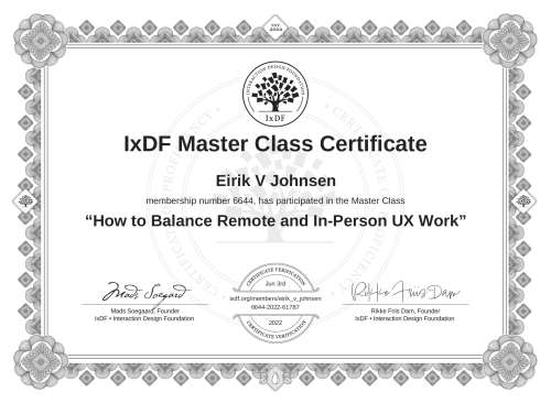 How to Balance Remote and In-Person UX Work certificate