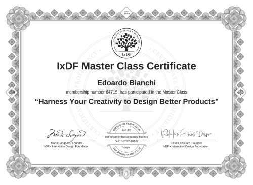 Harness Your Creativity to Design Better Products certificate
