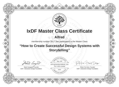 How to Create Successful Design Systems with Storytelling certificate
