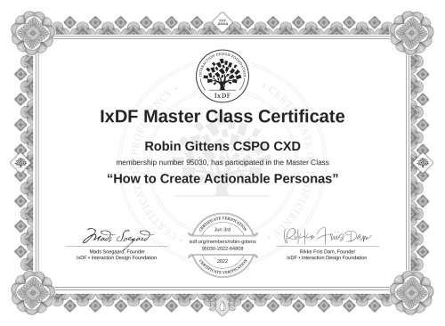 How to Create Actionable Personas certificate