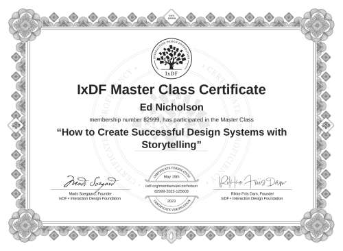 How to Create Successful Design Systems with Storytelling certificate