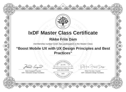 Boost Mobile UX with UX Design Principles and Best Practices certificate