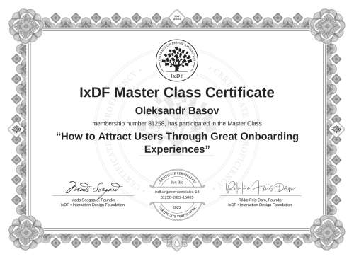 How to Attract Users Through Great Onboarding Experiences certificate