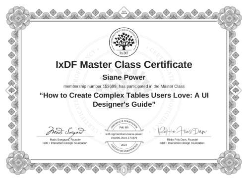 How to Create Complex Tables Users Love: A UI Designer's Guide certificate