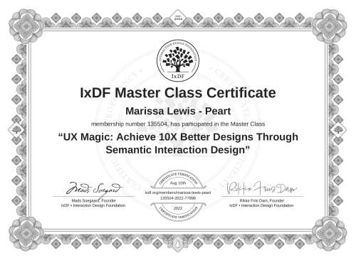 UX Magic: Achieve 10X Better Designs Through Semantic Interaction Design certificate