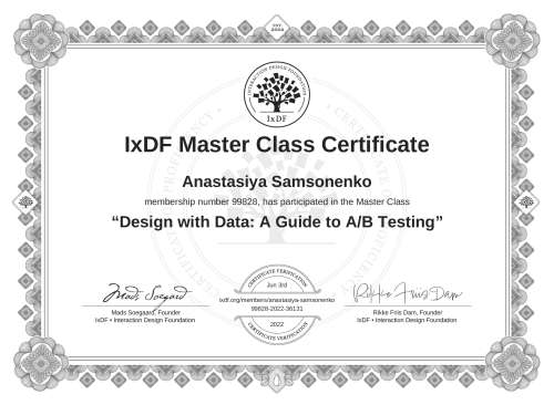 Design with Data: A Guide to A/B Testing certificate
