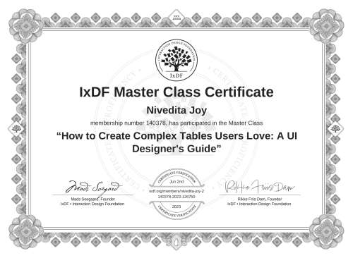 How to Create Complex Tables Users Love: A UI Designer's Guide certificate