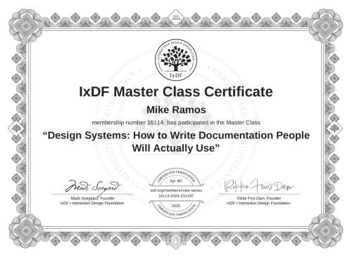 Design Systems: How to Write Documentation People Will Actually Use certificate