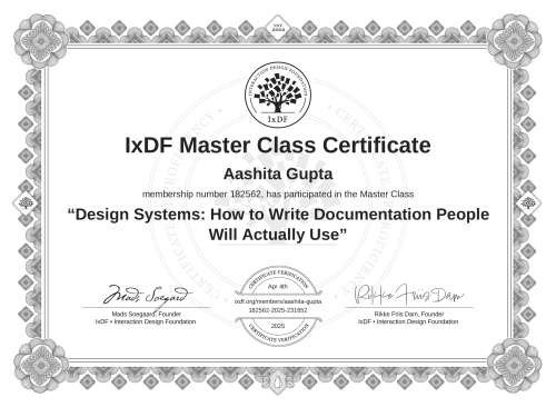 Design Systems: How to Write Documentation People Will Actually Use certificate
