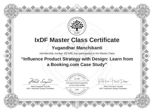 Influence Product Strategy with Design: Learn from a Booking.com Case Study certificate