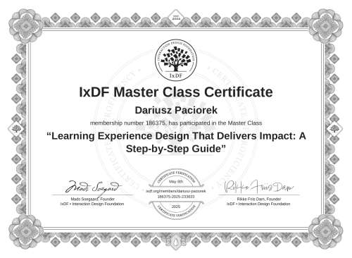 Learning Experience Design That Delivers Impact: A Step-by-Step Guide certificate