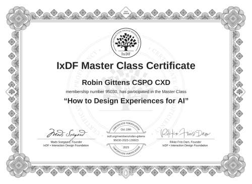 How to Design Experiences for AI certificate