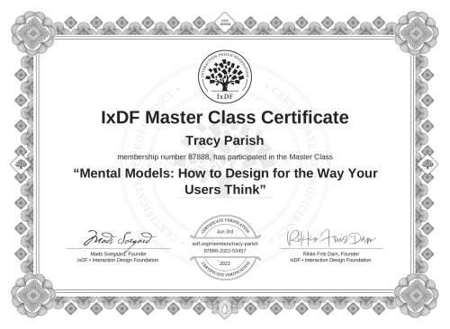 Mental Models: How to Design for the Way Your Users Think certificate