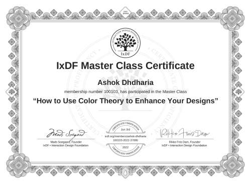 How to Use Color Theory to Enhance Your Designs certificate