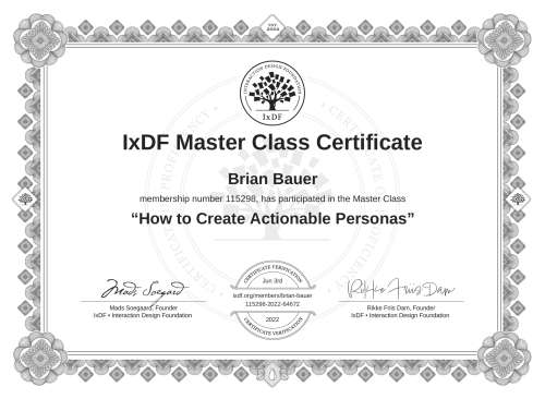 How to Create Actionable Personas certificate