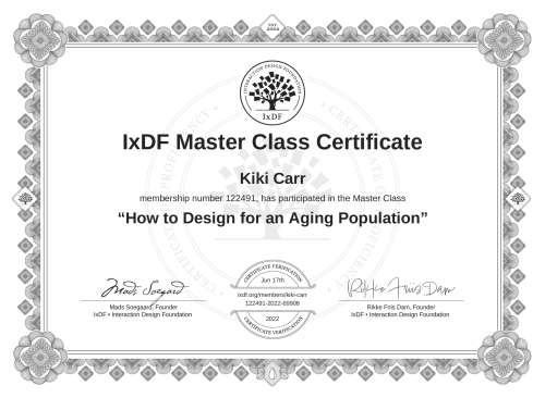 How to Design for an Aging Population certificate