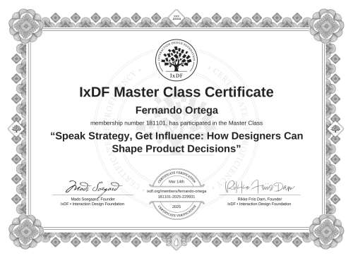 Speak Strategy, Get Influence: How Designers Can Shape Product Decisions certificate