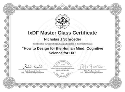 How to Design for the Human Mind: Cognitive Science for UX certificate