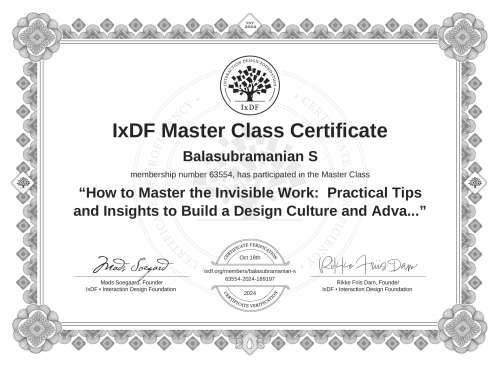 How to Master the Invisible Work:  Practical Tips and Insights to Build a Design Culture and Advance Your Career certificate