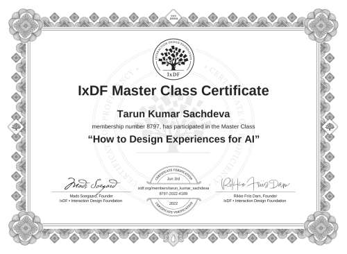 How to Design Experiences for AI certificate