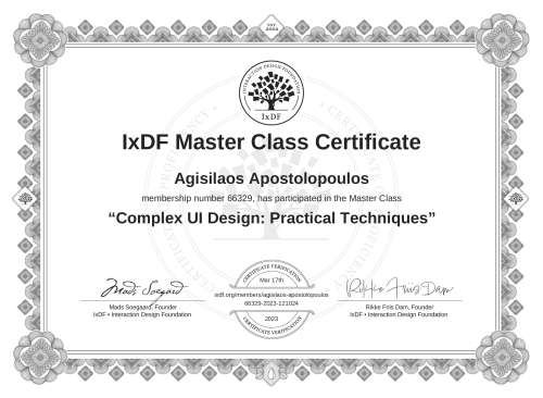 Complex UI Design: Practical Techniques certificate
