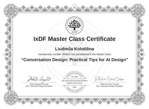 Conversation Design: Practical Tips for AI Design certificate