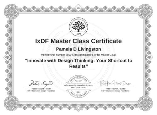 Innovate with Design Thinking: Your Shortcut to Results certificate