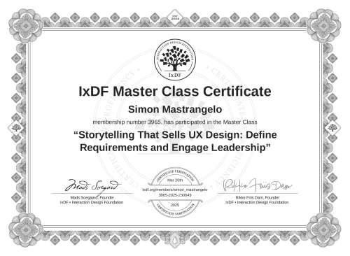 Storytelling That Sells UX Design: Define Requirements and Engage Leadership certificate