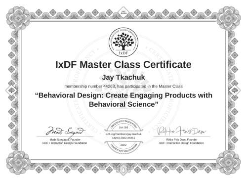 Behavioral Design: Create Engaging Products with Behavioral Science certificate
