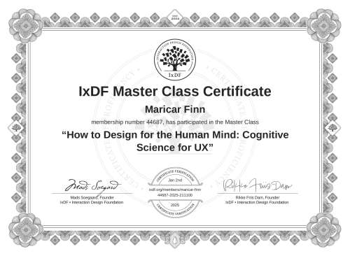 How to Design for the Human Mind: Cognitive Science for UX certificate