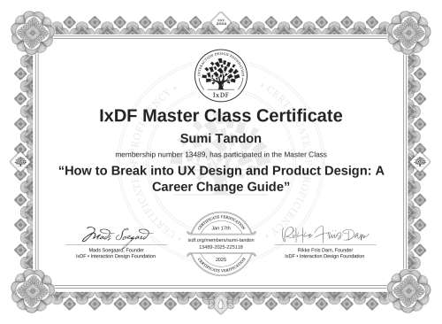 How to Break into UX Design and Product Design: A Career Change Guide certificate