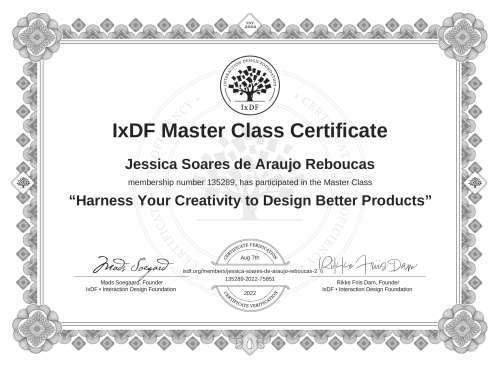 Harness Your Creativity to Design Better Products certificate
