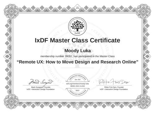 Remote UX: How to Move Design and Research Online certificate