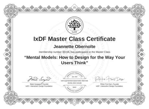 Mental Models: How to Design for the Way Your Users Think certificate