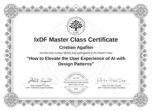 How to Elevate the User Experience of AI with Design Patterns certificate
