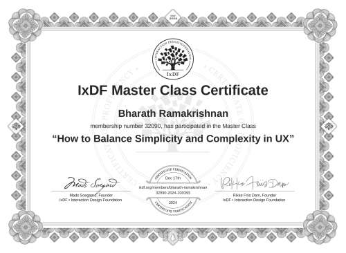 How to Balance Simplicity and Complexity in UX certificate
