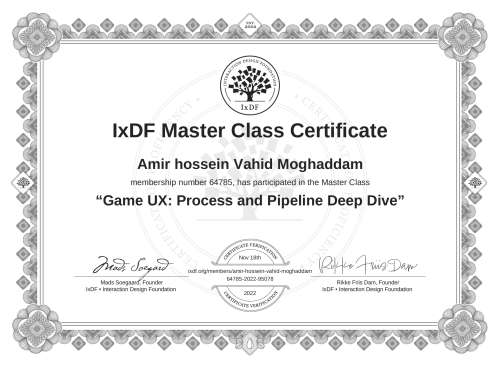 Game UX: Process and Pipeline Deep Dive certificate